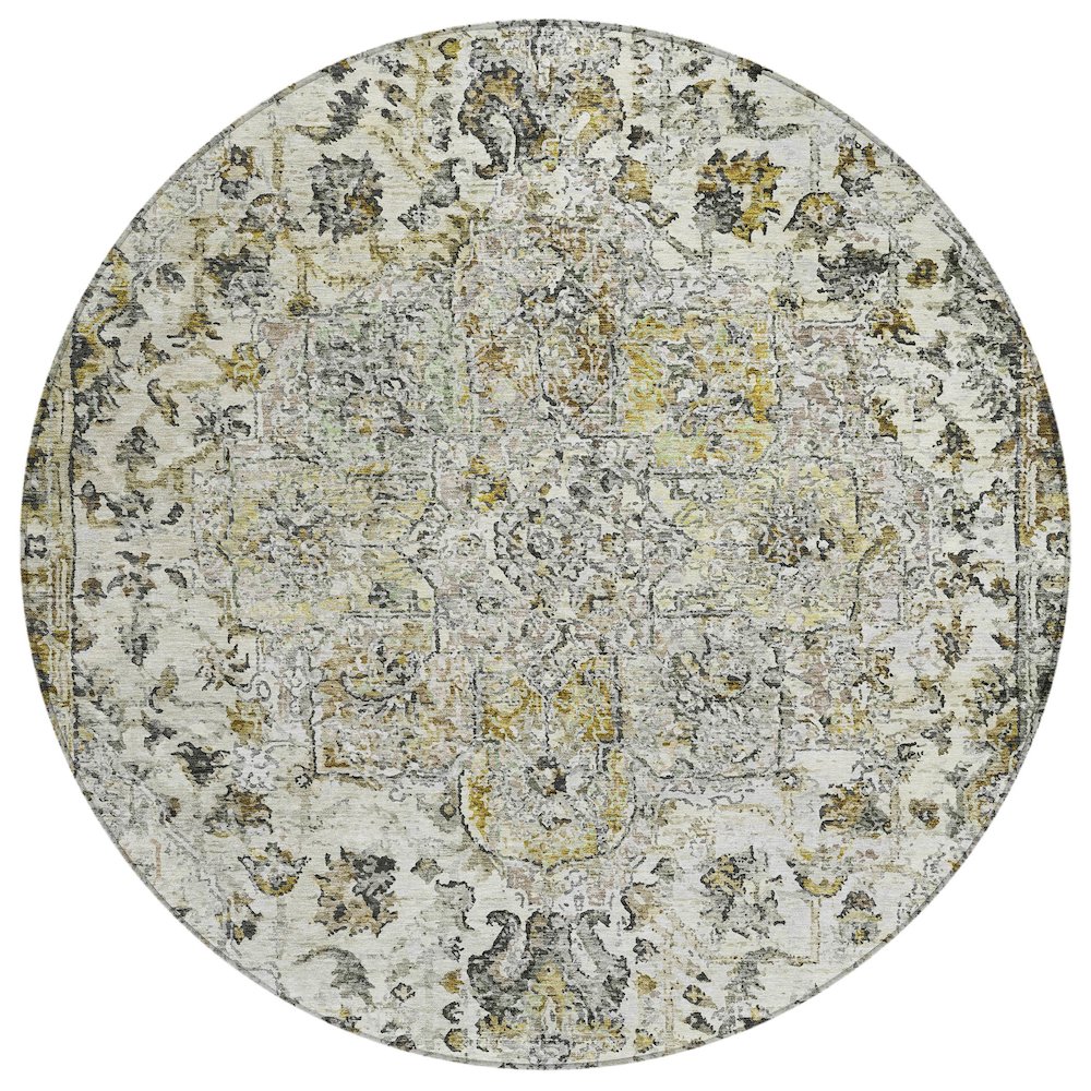 Machine Washable Indoor/Outdoor Chantille ACN2138 Beige 8' x 8' Round Rug. Picture 1