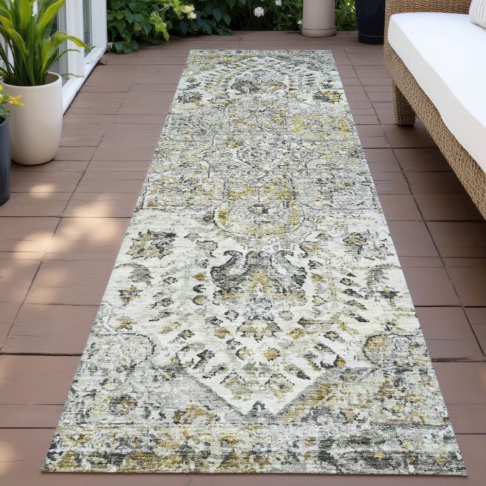 Machine Washable Indoor/Outdoor Chantille ACN2138 Beige 2'3" x 7'6" Runner Rug. Picture 6
