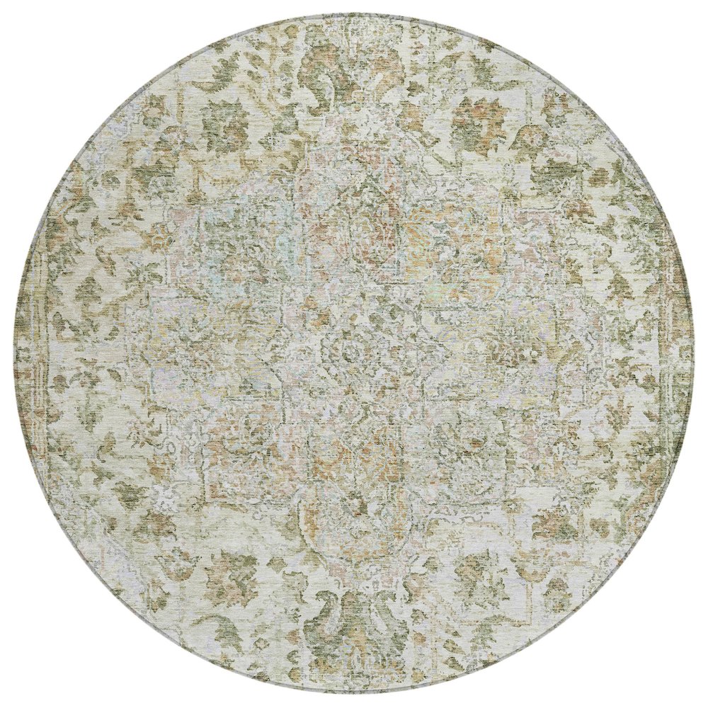 Machine Washable Indoor/Outdoor Chantille ACN2138 Ivory 8' x 8' Round Rug. Picture 1