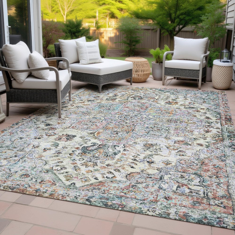 Machine Washable Indoor/Outdoor Chantille ACN2138 Sage 2'6" x 3'10" Rug. Picture 8