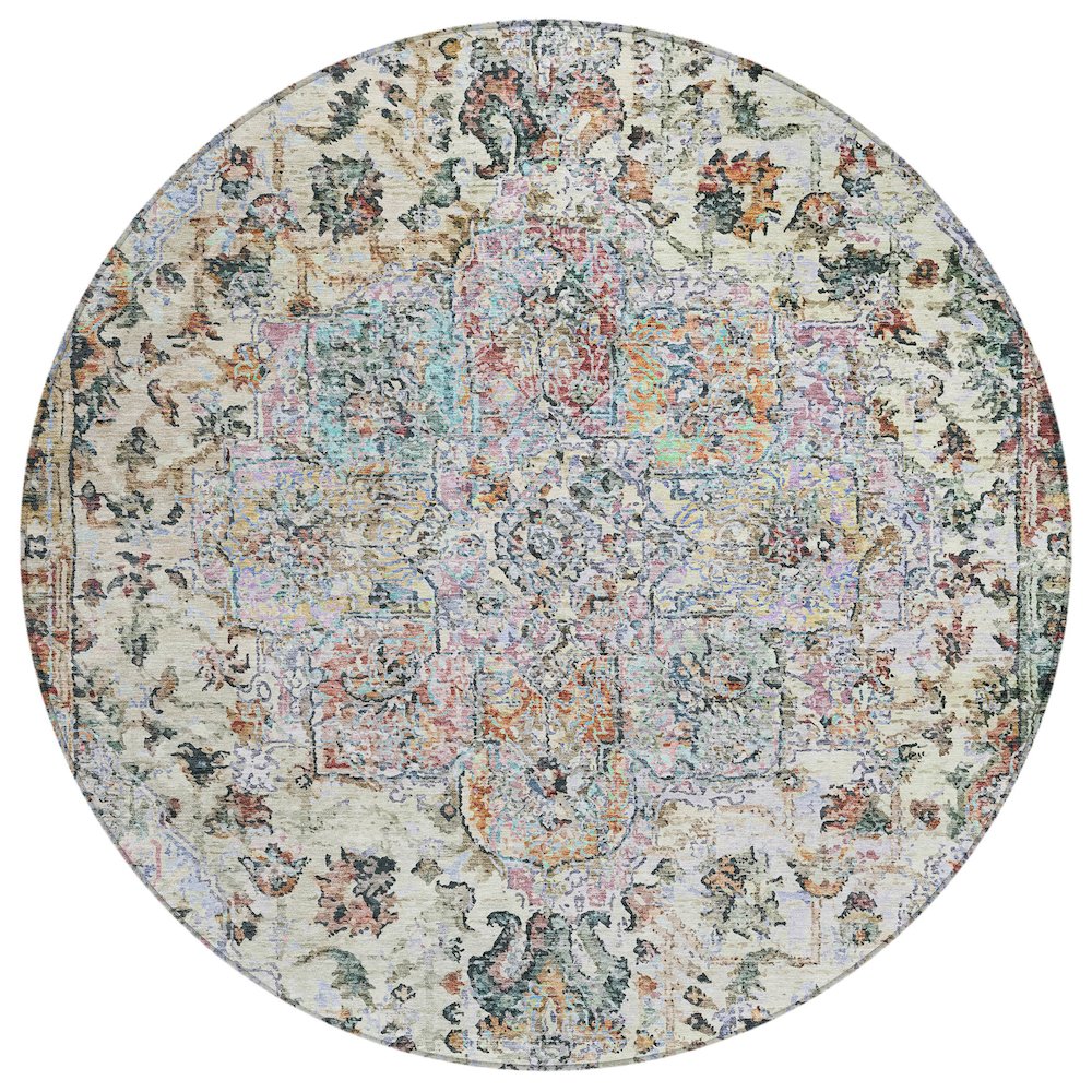 Machine Washable Indoor/Outdoor Chantille ACN2138 Sage 8' x 8' Round Rug. Picture 1