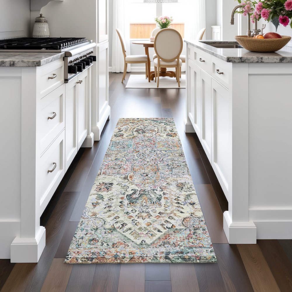 Machine Washable Indoor/Outdoor Chantille ACN2138 Sage 2'3" x 7'6" Runner Rug. Picture 5