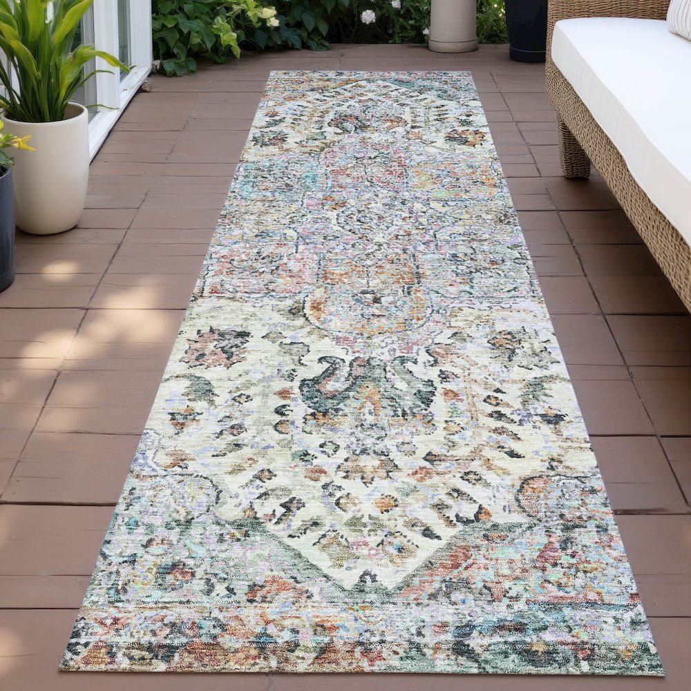Machine Washable Indoor/Outdoor Chantille ACN2138 Sage 2'3" x 7'6" Runner Rug. Picture 6
