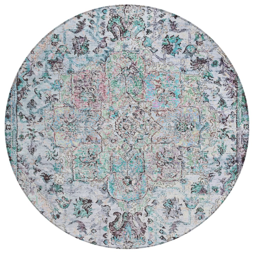 Machine Washable Indoor/Outdoor Chantille ACN2138 Sky 8' x 8' Round Rug. Picture 1