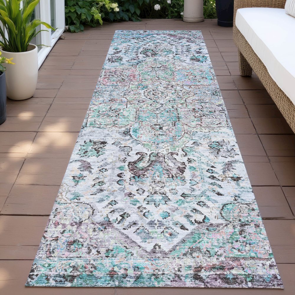 Machine Washable Indoor/Outdoor Chantille ACN2138 Sky 2'3" x 7'6" Runner Rug. Picture 6