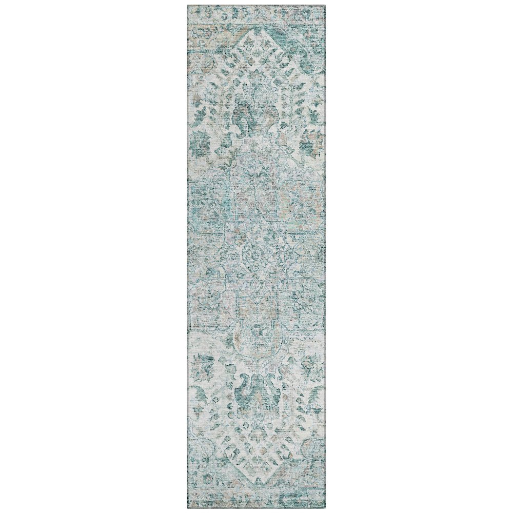 Machine Washable Indoor/Outdoor Chantille ACN2138 Teal 2'3" x 7'6" Runner Rug. Picture 1