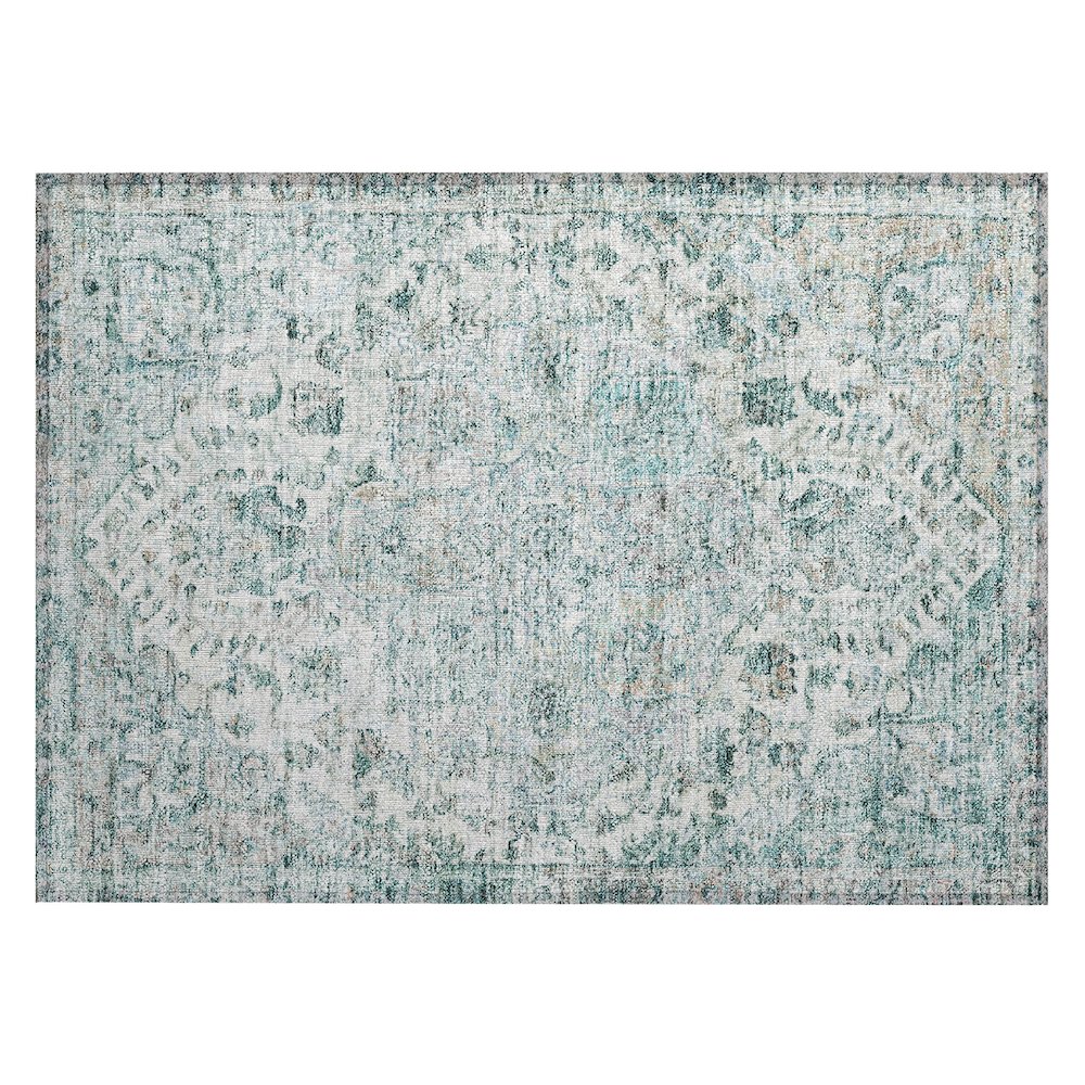 Machine Washable Indoor/Outdoor Chantille ACN2138 Teal 1'8" x 2'6" Rug. Picture 1