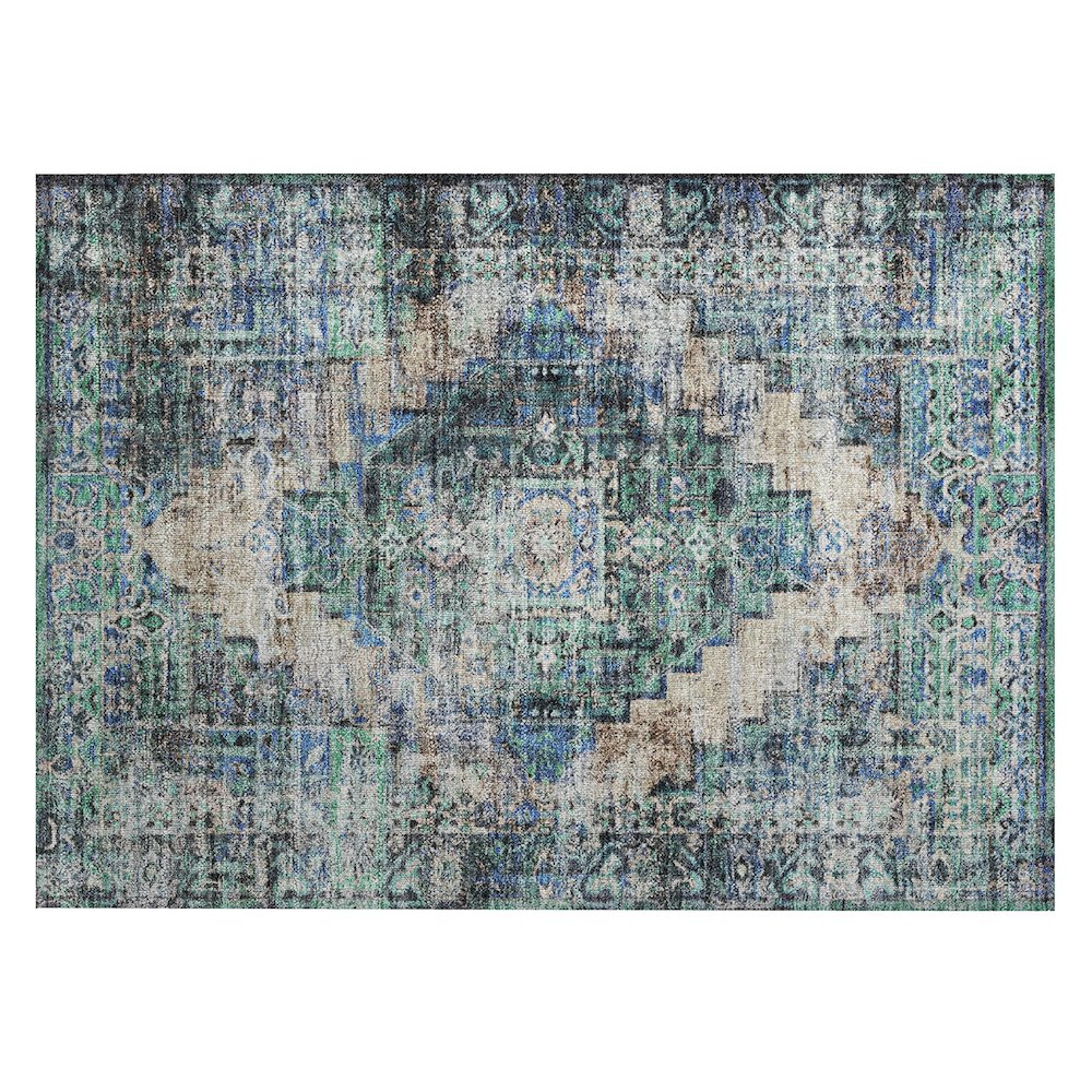 Machine Washable Indoor/Outdoor Chantille ACN2139 Green 1'8" x 2'6" Rug. Picture 1