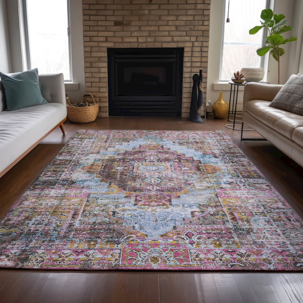 Machine Washable Indoor/Outdoor Chantille ACN2139 Pink 2'6" x 3'10" Rug. Picture 6