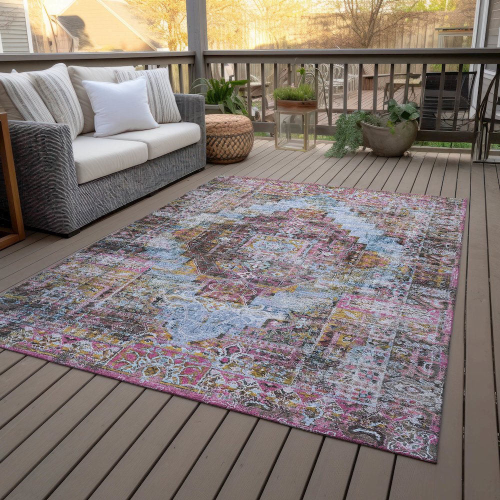 Machine Washable Indoor/Outdoor Chantille ACN2139 Pink 2'6" x 3'10" Rug. Picture 8