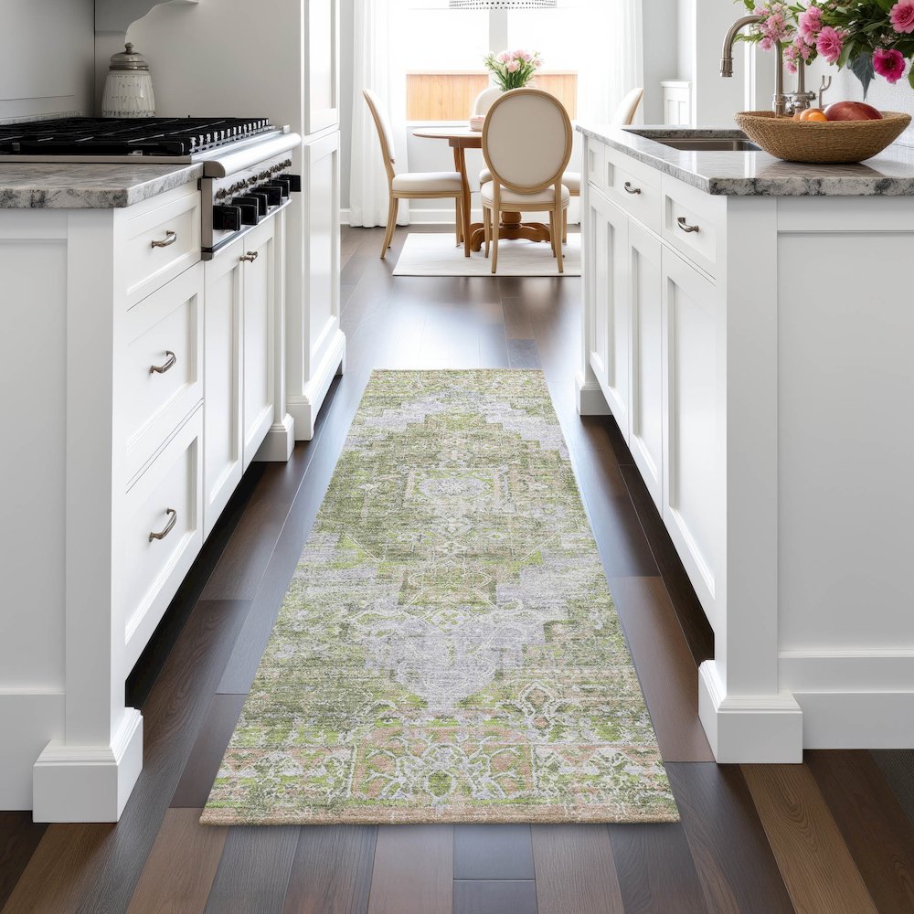 Machine Washable Indoor/Outdoor Chantille ACN2140 Aloe 2'3" x 7'6" Runner Rug. Picture 5