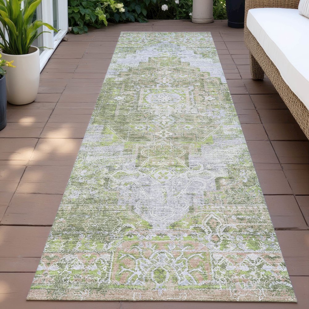 Machine Washable Indoor/Outdoor Chantille ACN2140 Aloe 2'3" x 7'6" Runner Rug. Picture 6