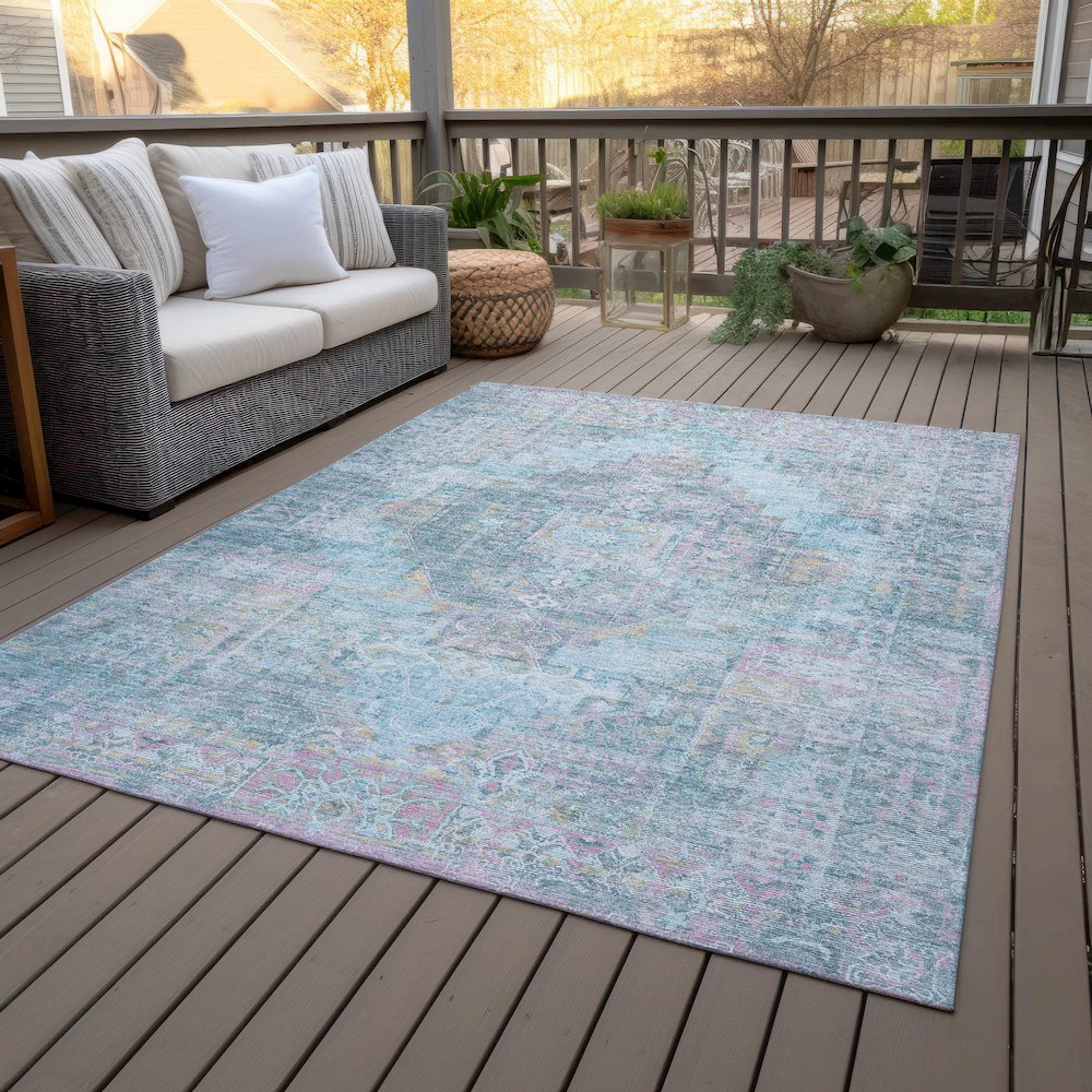 Machine Washable Indoor/Outdoor Chantille ACN2140 Blue 2'6" x 3'10" Rug. Picture 8