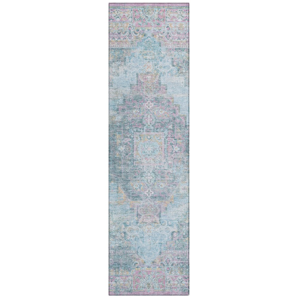 Machine Washable Indoor/Outdoor Chantille ACN2140 Blue 2'3" x 7'6" Runner Rug. Picture 1