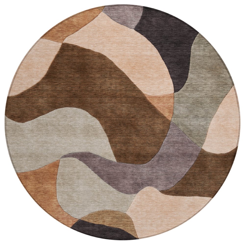 Machine Washable Indoor/Outdoor Chantille ACN2141 Chocolate 8' x 8' Round Rug. Picture 1