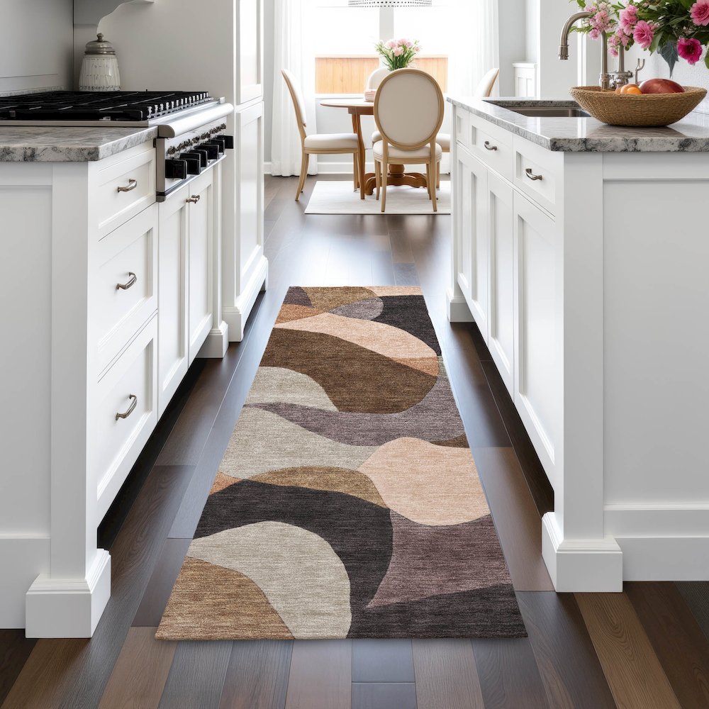 Machine Washable Indoor/Outdoor Chantille ACN2141 Chocolate 2'3"x7'6" Runner Rug. Picture 5