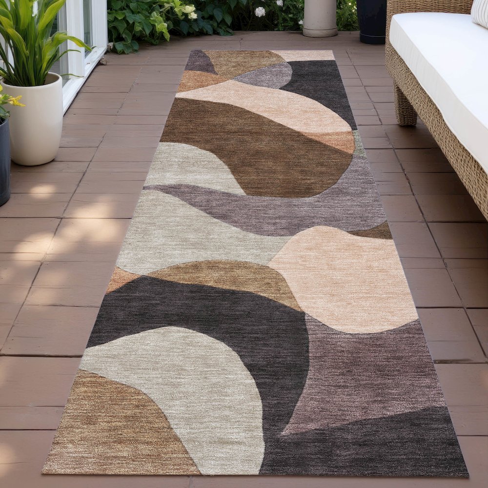 Machine Washable Indoor/Outdoor Chantille ACN2141 Chocolate 2'3"x7'6" Runner Rug. Picture 6