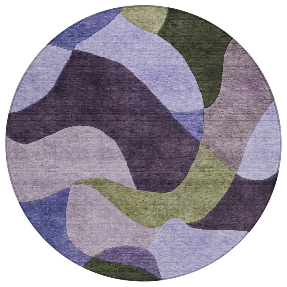 Machine Washable Indoor/Outdoor Chantille ACN2141 Purple 8' x 8' Round Rug. Picture 1