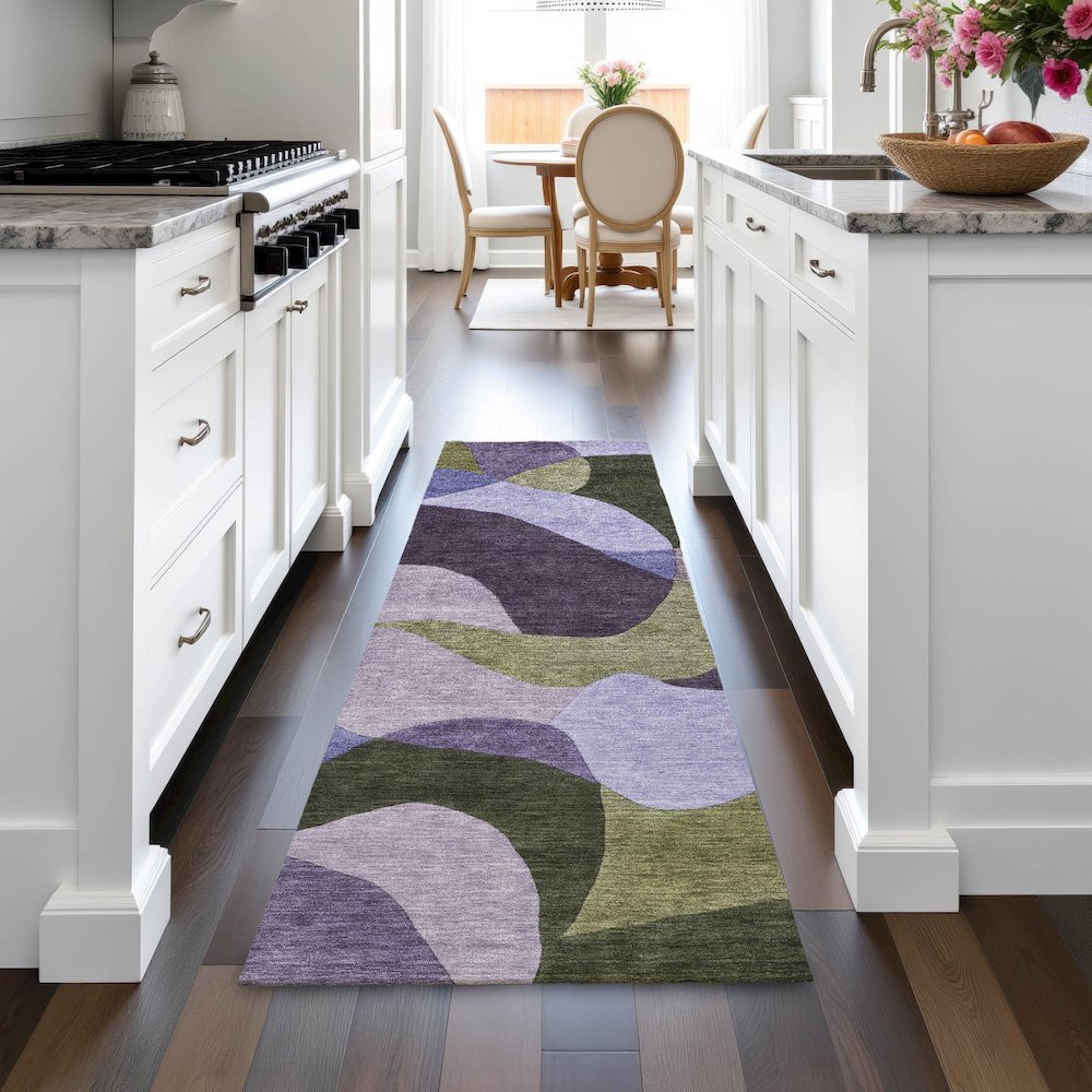 Machine Washable Indoor/Outdoor Chantille ACN2141 Purple 2'3" x 7'6" Runner Rug. Picture 5