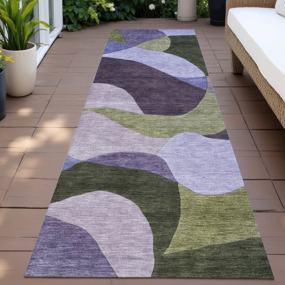 Machine Washable Indoor/Outdoor Chantille ACN2141 Purple 2'3" x 7'6" Runner Rug. Picture 6