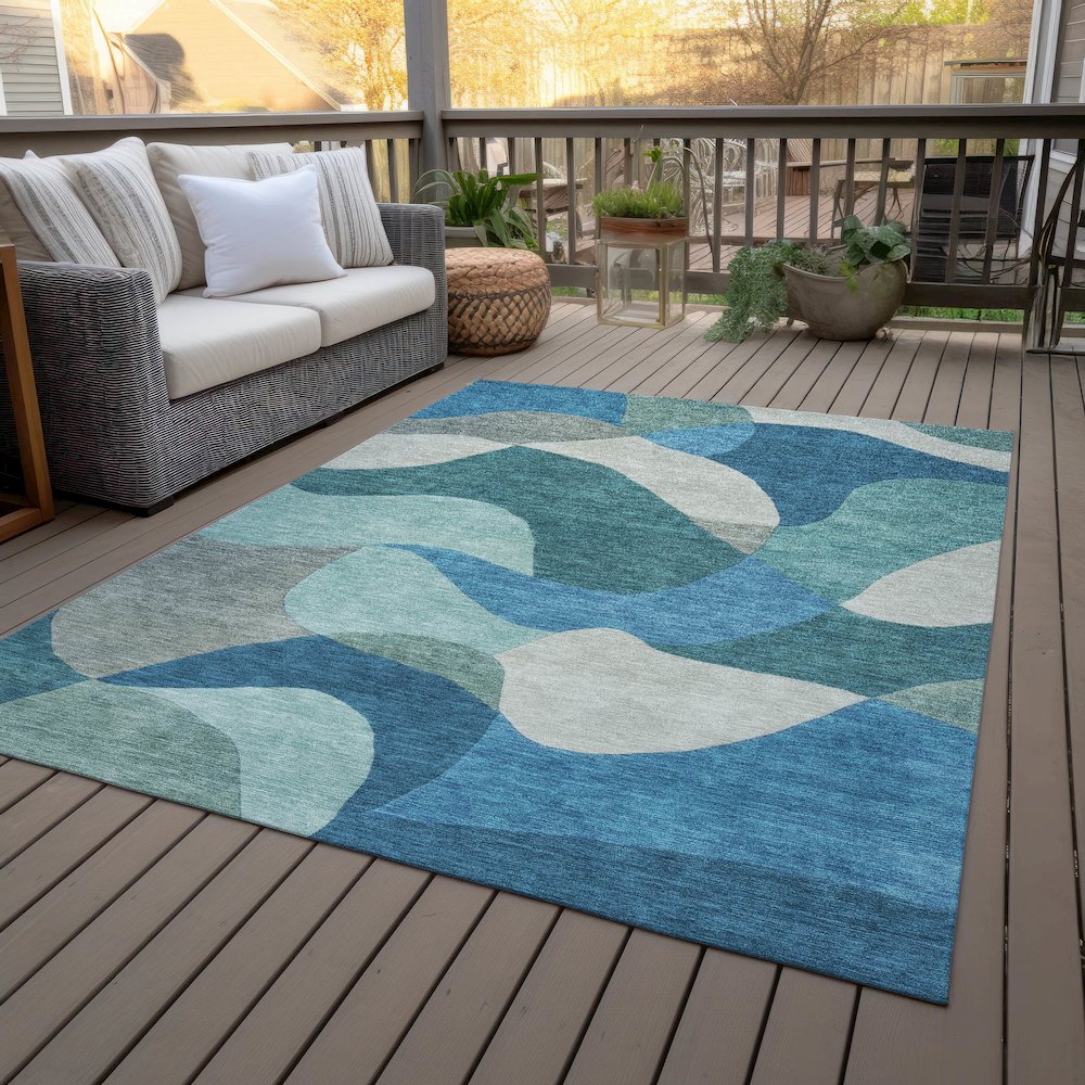 Machine Washable Indoor/Outdoor Chantille ACN2141 Teal 2'6" x 3'10" Rug. Picture 8