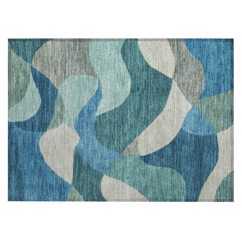 Machine Washable Indoor/Outdoor Chantille ACN2141 Teal 1'8" x 2'6" Rug. Picture 1