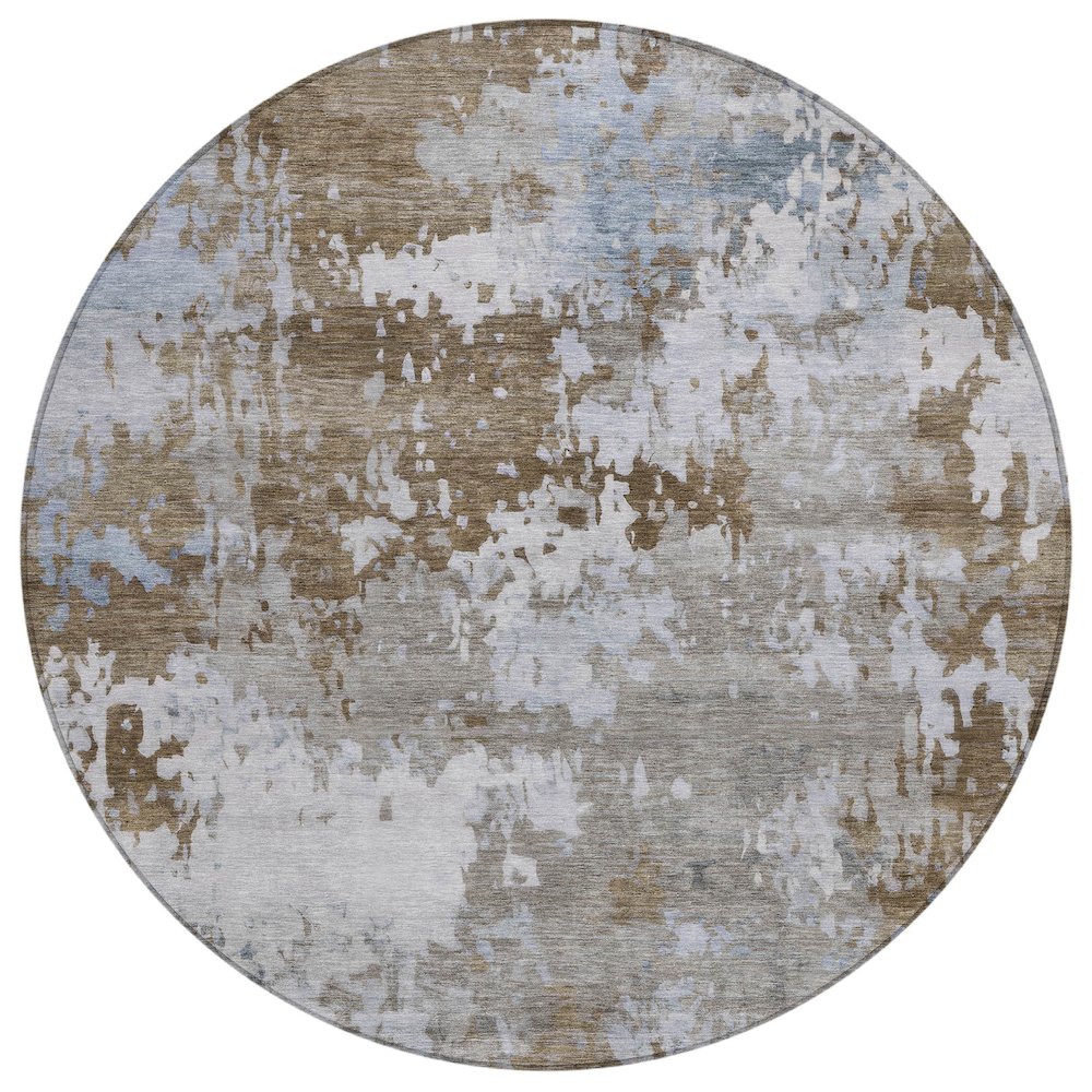 Machine Washable Indoor/Outdoor Chantille ACN2142 Chocolate 8' x 8' Round Rug. Picture 1
