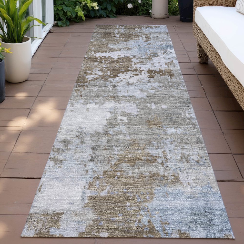 Machine Washable Indoor/Outdoor Chantille ACN2142 Chocolate 2'3"x7'6" Runner Rug. Picture 6