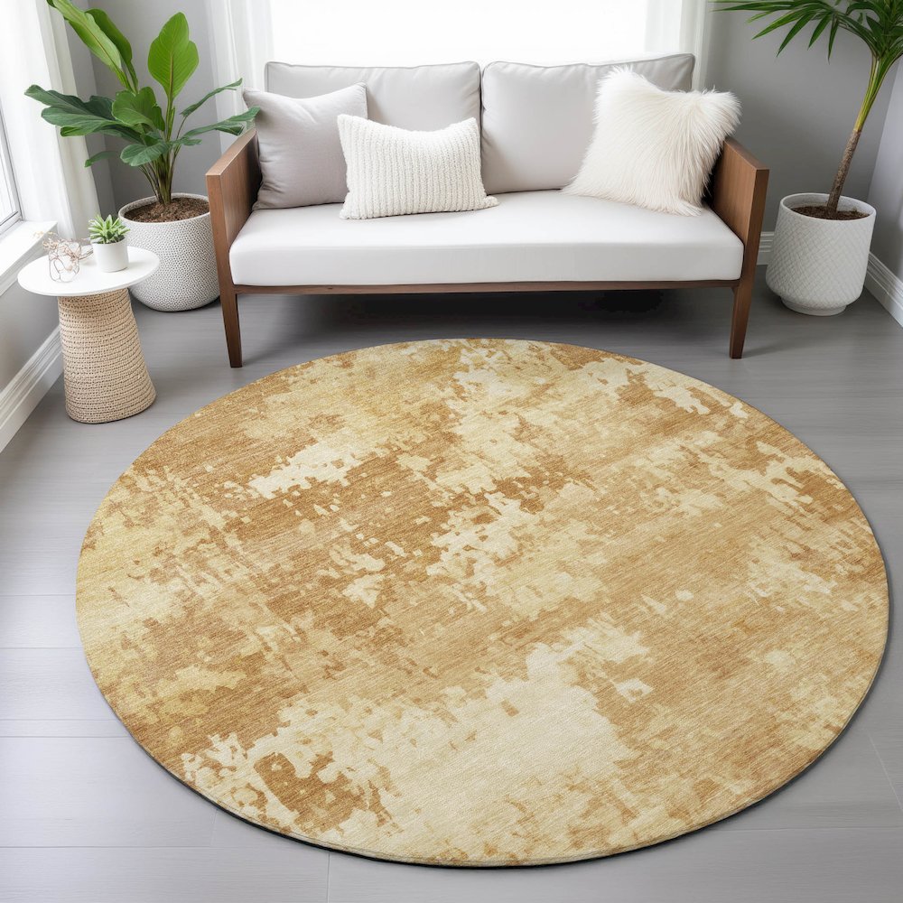 Machine Washable Indoor/Outdoor Chantille ACN2142 Copper 8' x 8' Round Rug. Picture 5