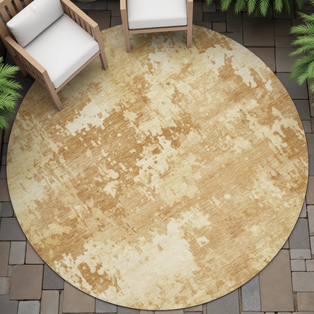 Machine Washable Indoor/Outdoor Chantille ACN2142 Copper 8' x 8' Round Rug. Picture 6