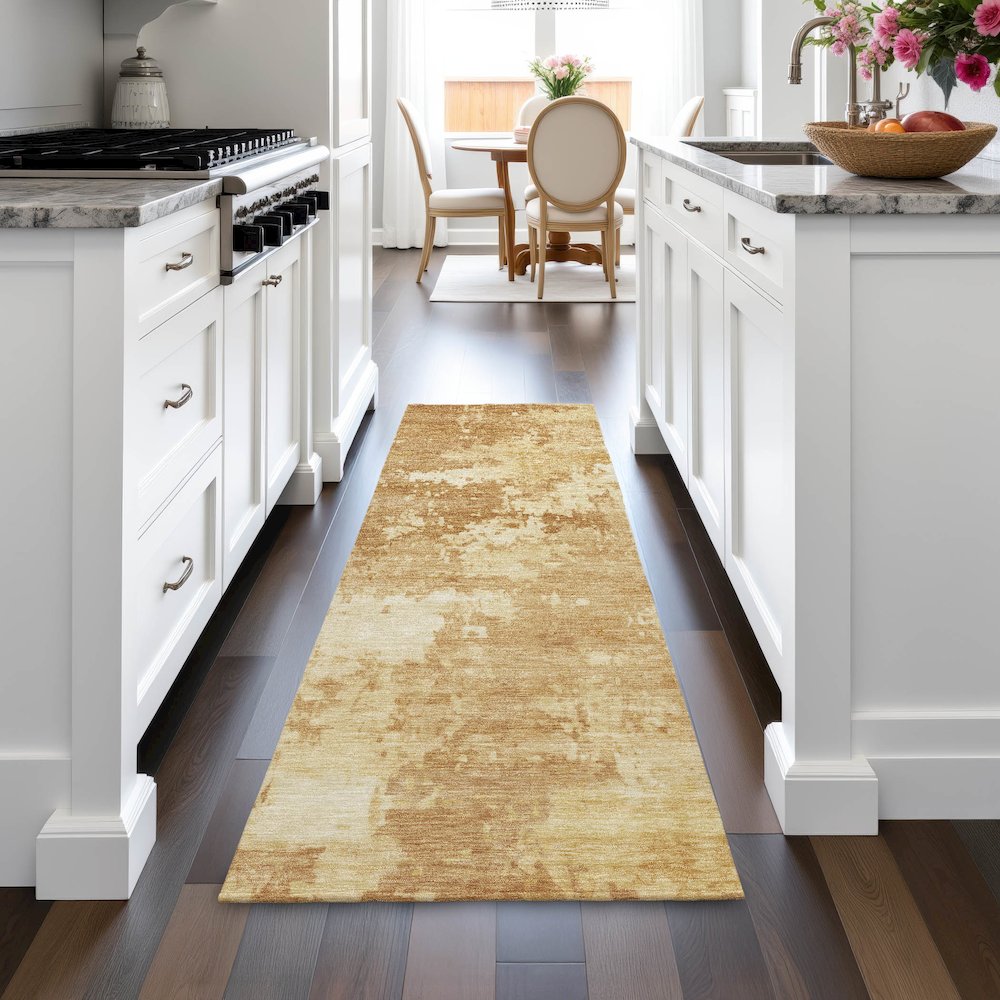 Machine Washable Indoor/Outdoor Chantille ACN2142 Copper 2'3" x 7'6" Runner Rug. Picture 5