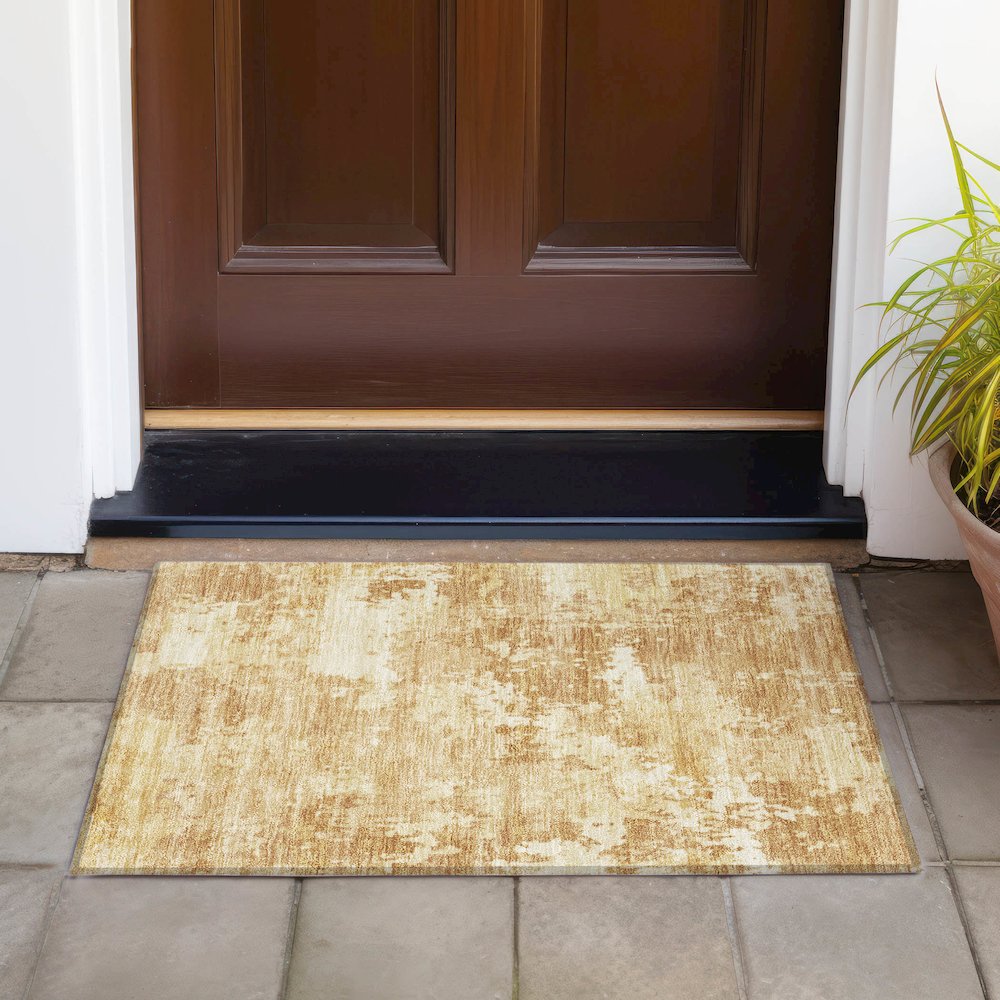 Machine Washable Indoor/Outdoor Chantille ACN2142 Copper 1'8" x 2'6" Rug. Picture 6