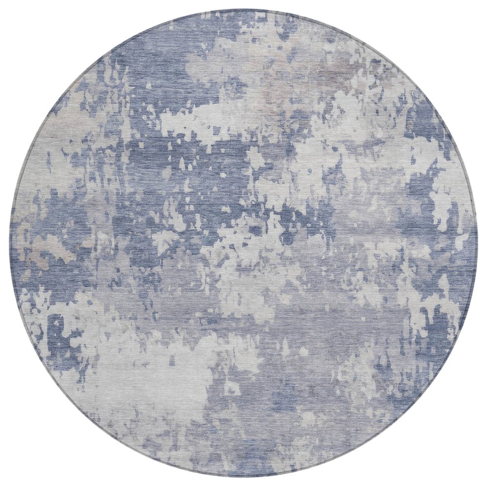 Machine Washable Indoor/Outdoor Chantille ACN2142 Denim 8' x 8' Round Rug. Picture 1