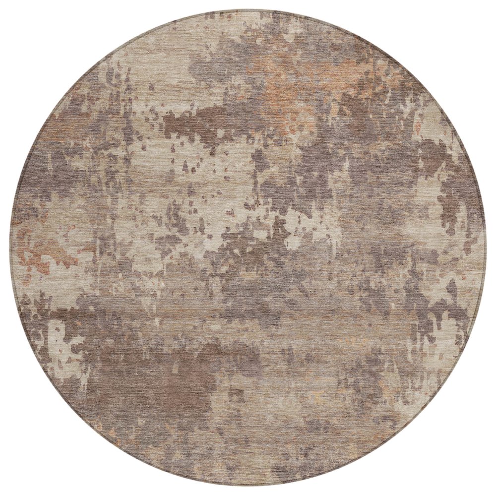 Machine Washable Indoor/Outdoor Chantille ACN2143 Brown 8' x 8' Round Rug. Picture 1
