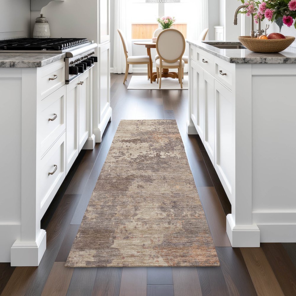 Machine Washable Indoor/Outdoor Chantille ACN2143 Brown 2'3" x 7'6" Runner Rug. Picture 5