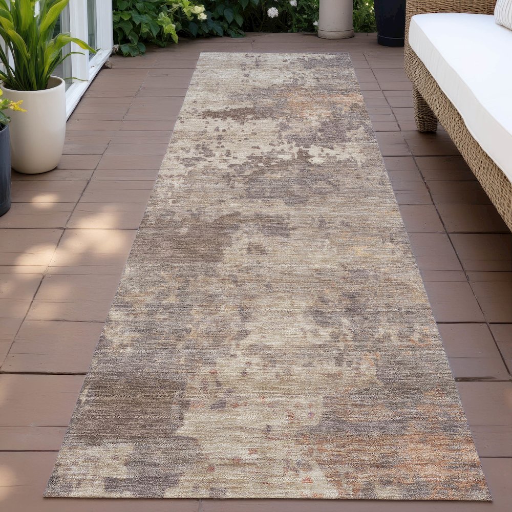 Machine Washable Indoor/Outdoor Chantille ACN2143 Brown 2'3" x 7'6" Runner Rug. Picture 6