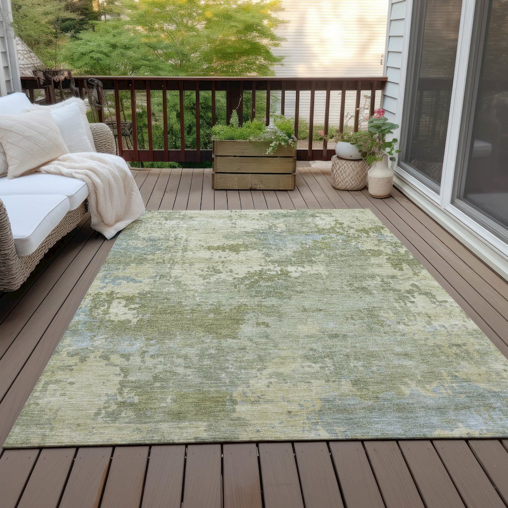 Machine Washable Indoor/Outdoor Chantille ACN2143 Green 2'6" x 3'10" Rug. Picture 7