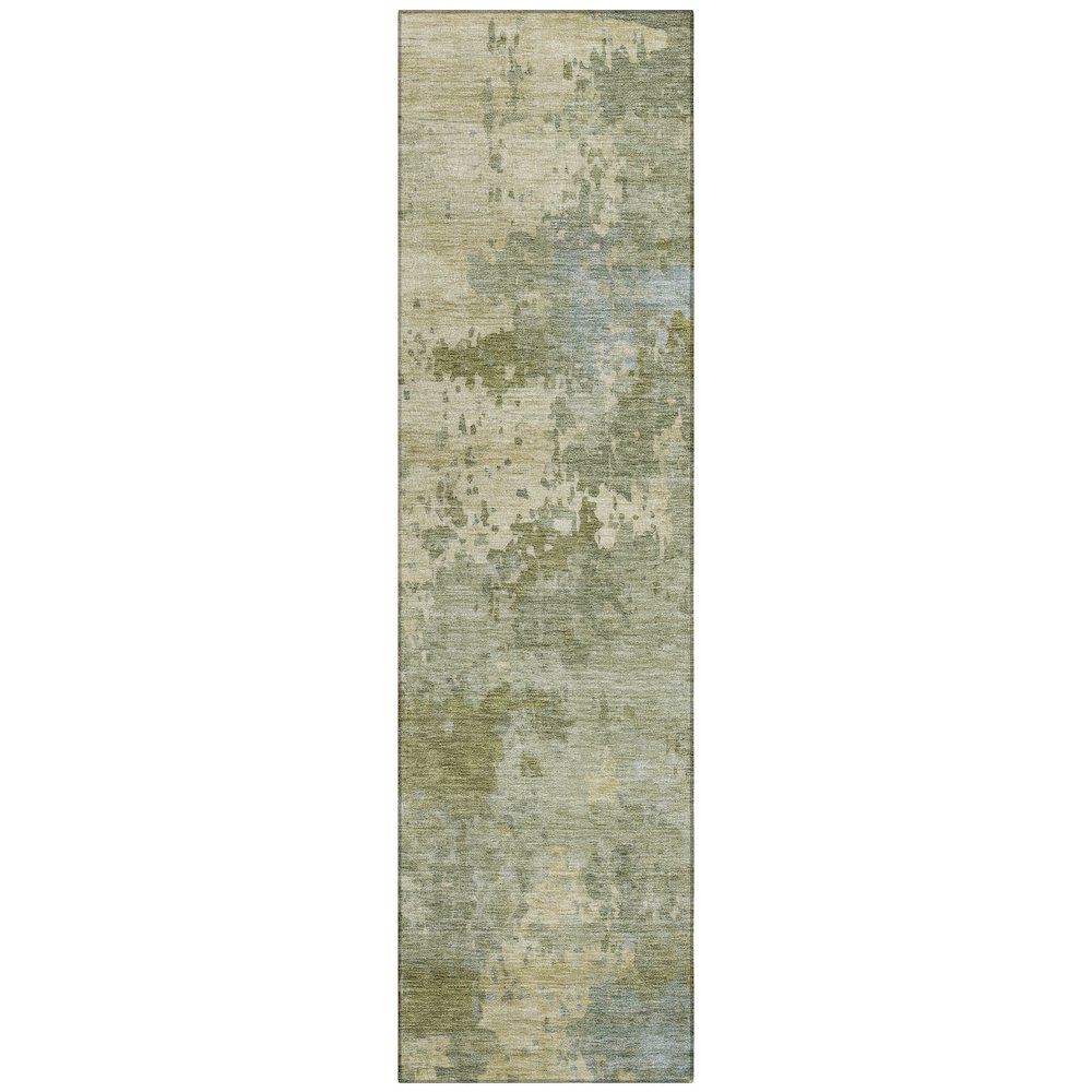 Machine Washable Indoor/Outdoor Chantille ACN2143 Green 2'3" x 7'6" Runner Rug. Picture 1