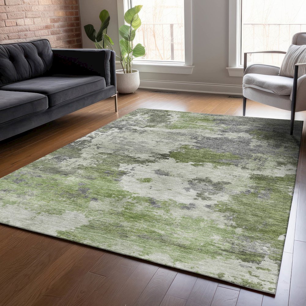 Machine Washable Indoor/Outdoor Chantille ACN2144 Olive 2'6" x 3'10" Rug. Picture 5