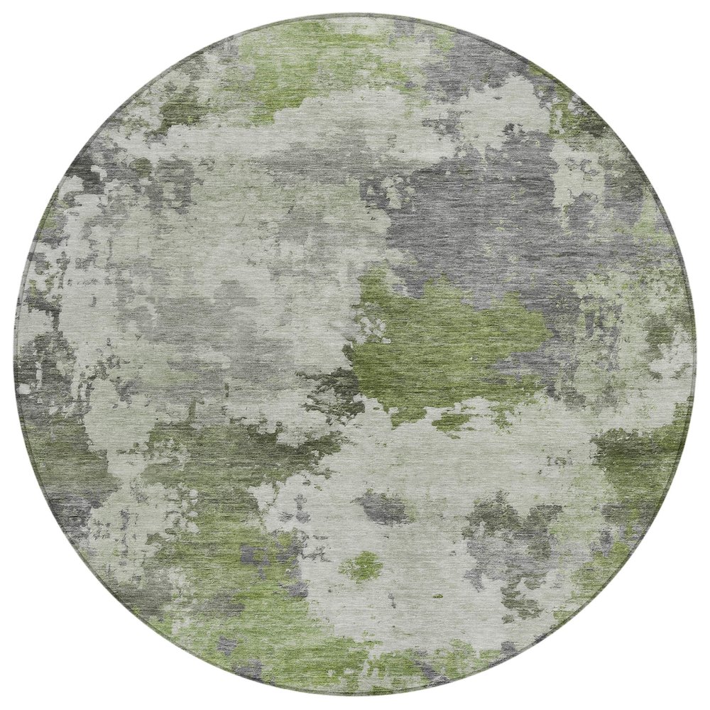 Machine Washable Indoor/Outdoor Chantille ACN2144 Olive 8' x 8' Round Rug. Picture 1