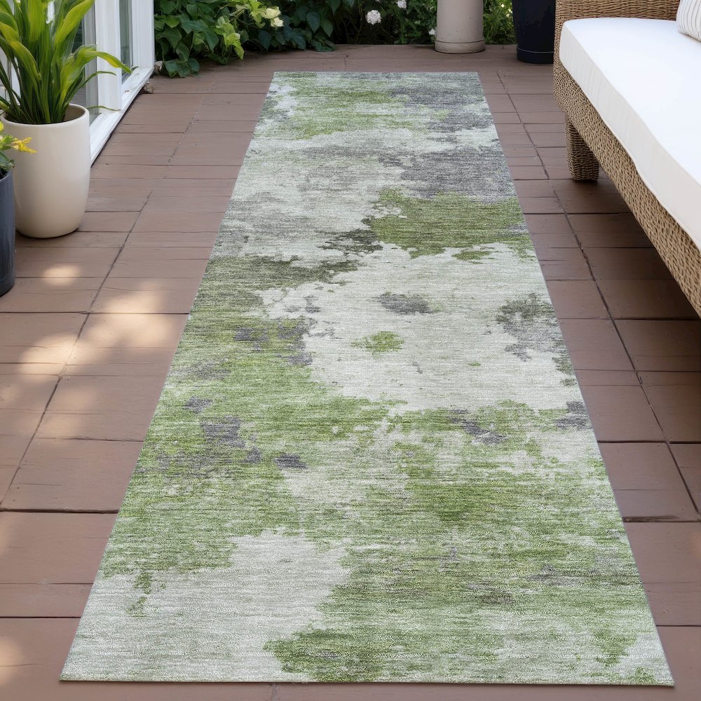 Machine Washable Indoor/Outdoor Chantille ACN2144 Olive 2'3" x 7'6" Runner Rug. Picture 6