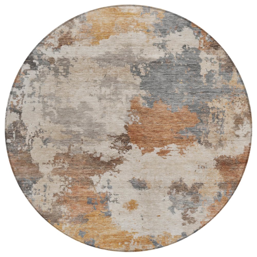 Machine Washable Indoor/Outdoor Chantille ACN2144 Paprika 8' x 8' Round Rug. Picture 1