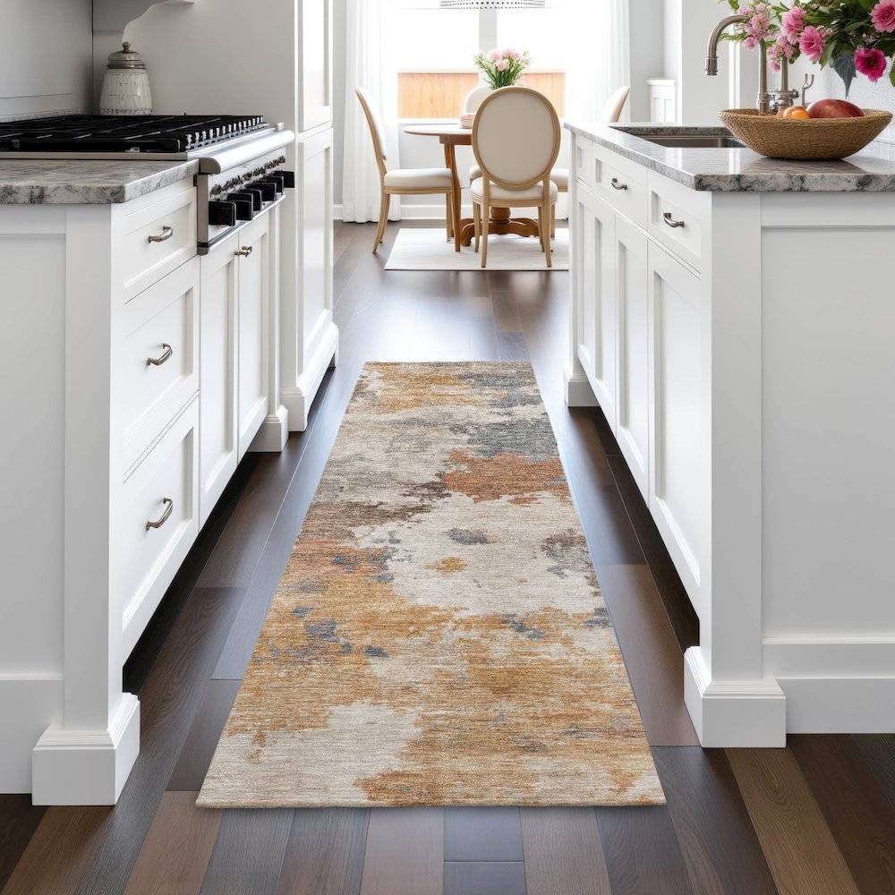 Machine Washable Indoor/Outdoor Chantille ACN2144 Paprika 2'3" x 7'6" Runner Rug. Picture 5
