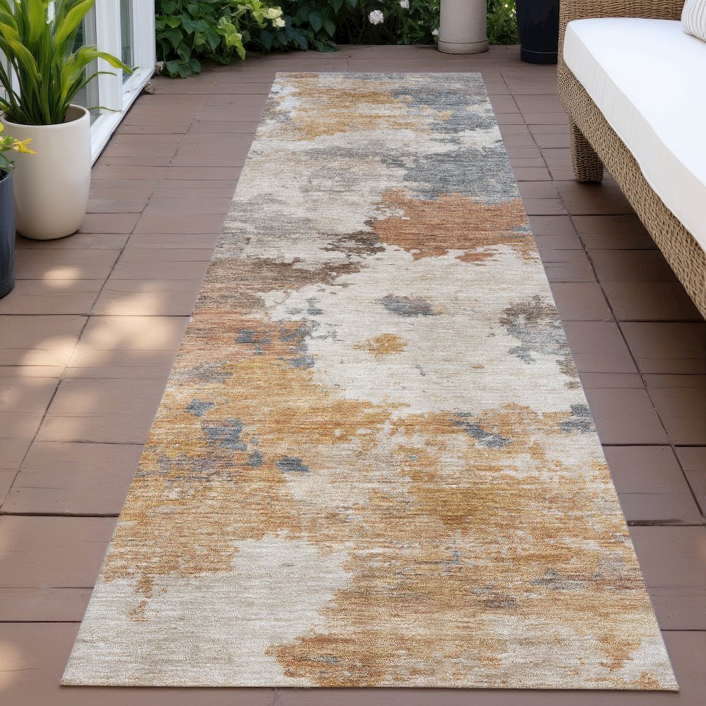 Machine Washable Indoor/Outdoor Chantille ACN2144 Paprika 2'3" x 7'6" Runner Rug. Picture 6