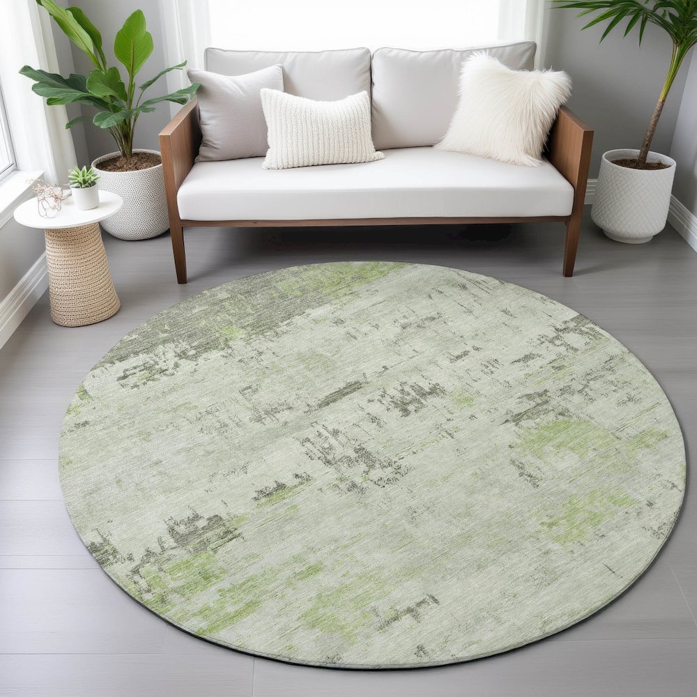 Machine Washable Indoor/Outdoor Chantille ACN2145 Aloe 8' x 8' Round Rug. Picture 5