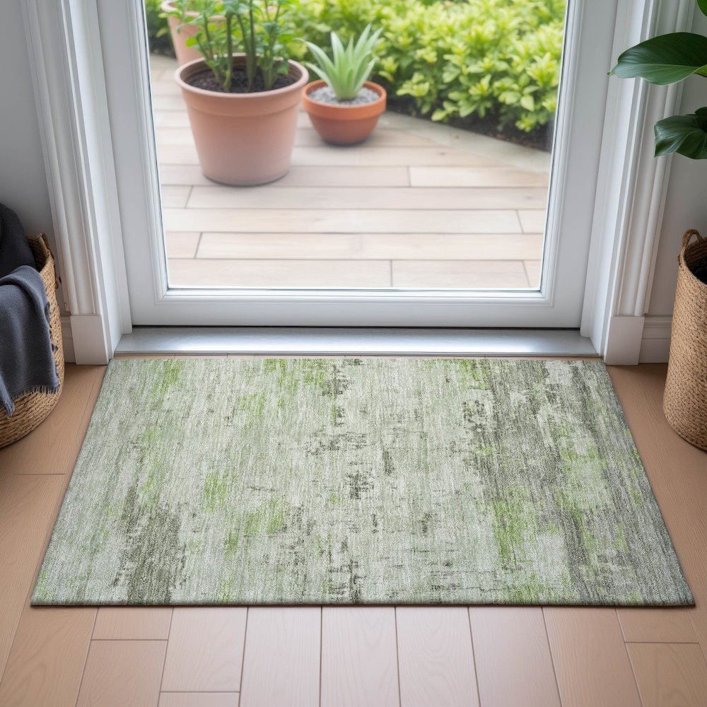 Machine Washable Indoor/Outdoor Chantille ACN2145 Aloe 1'8" x 2'6" Rug. Picture 5
