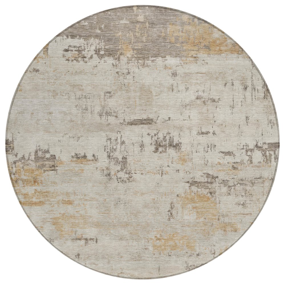 Machine Washable Indoor/Outdoor Chantille ACN2145 Putty 8' x 8' Round Rug. Picture 1