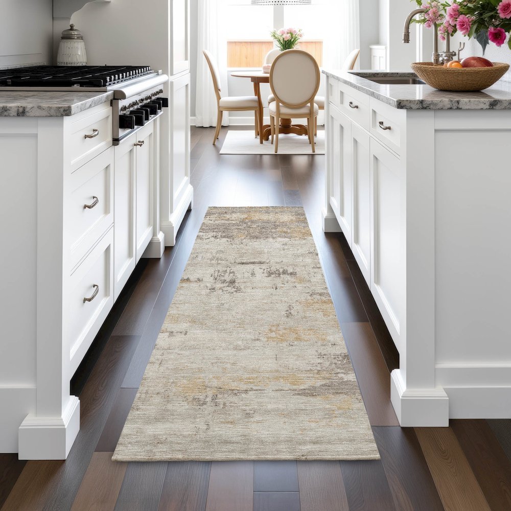 Machine Washable Indoor/Outdoor Chantille ACN2145 Putty 2'3" x 7'6" Runner Rug. Picture 5