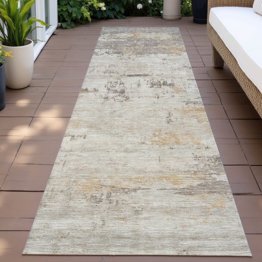 Machine Washable Indoor/Outdoor Chantille ACN2145 Putty 2'3" x 7'6" Runner Rug. Picture 6