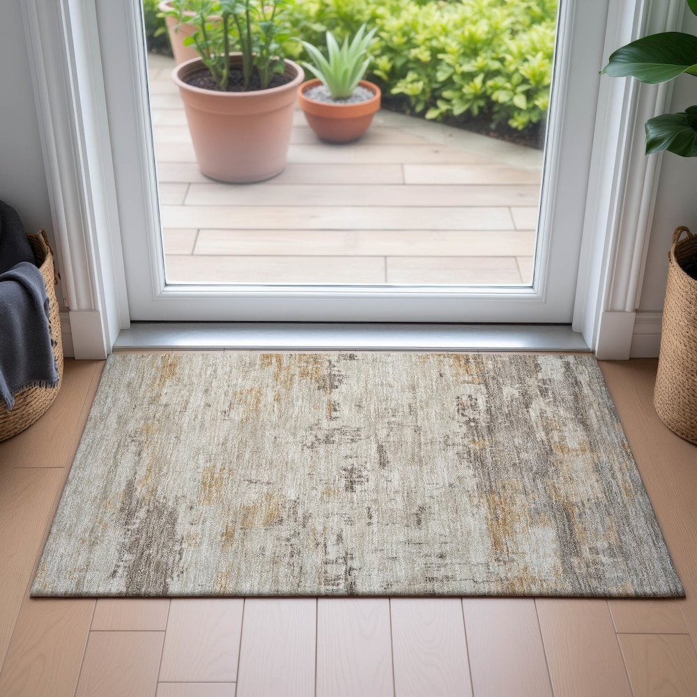 Machine Washable Indoor/Outdoor Chantille ACN2145 Putty 1'8" x 2'6" Rug. Picture 5